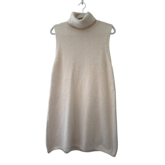 Zara Turtle Neck Sleeveless Knit Sweater Dress Beige L - Picture 12 of 13